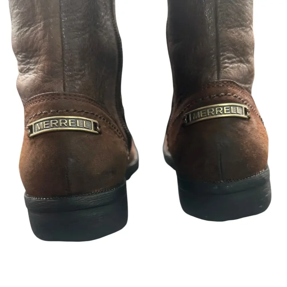 Merrell Vera Peak Espresso Leather Riding Boots Women’s 7 Brown Tall Zip